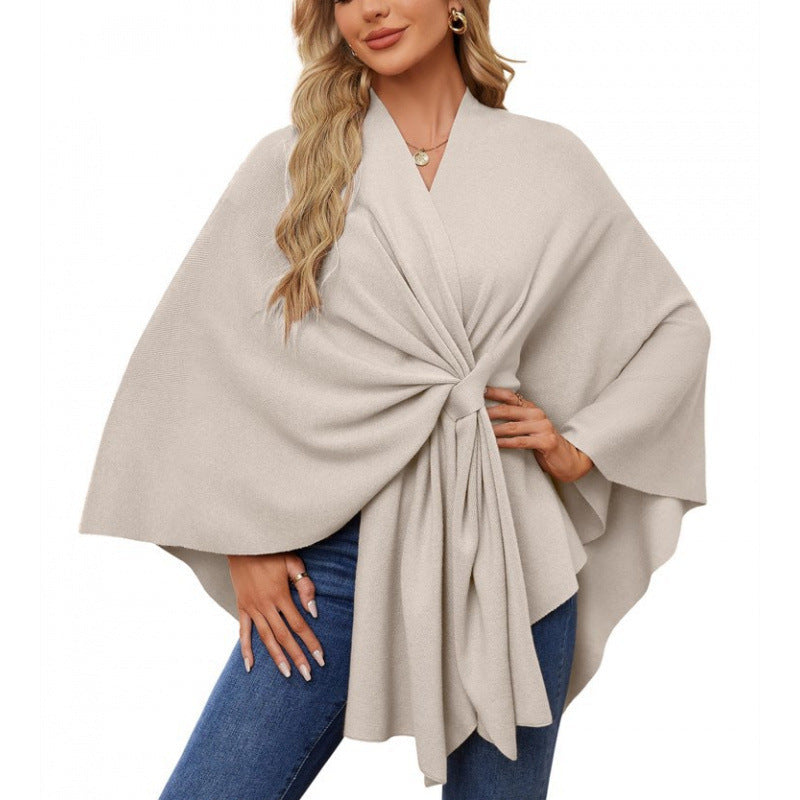 Streetwave Wrap Coat With Knot Tie Front Elegant Draped Silhouette For Stylish Women