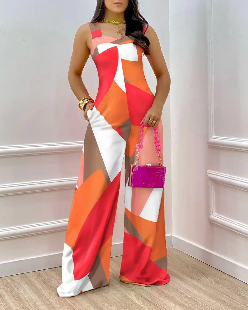 Street-Wave Womens Floral Pantsuit Colorful Wide Leg Design For Elegant Occasions