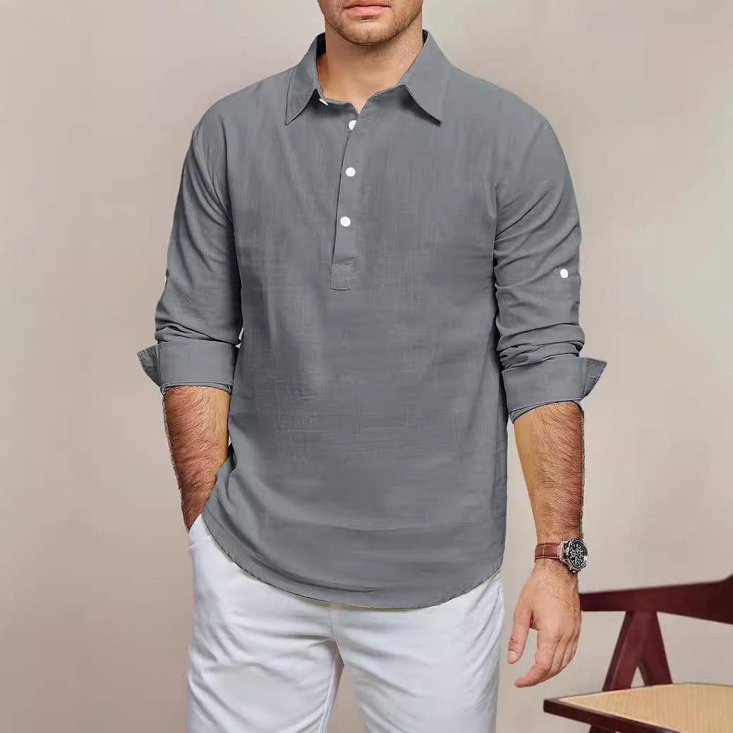Streetwave Mens Casual Long Sleeve Shirt With Placket Breathable Cotton Comfort For Men