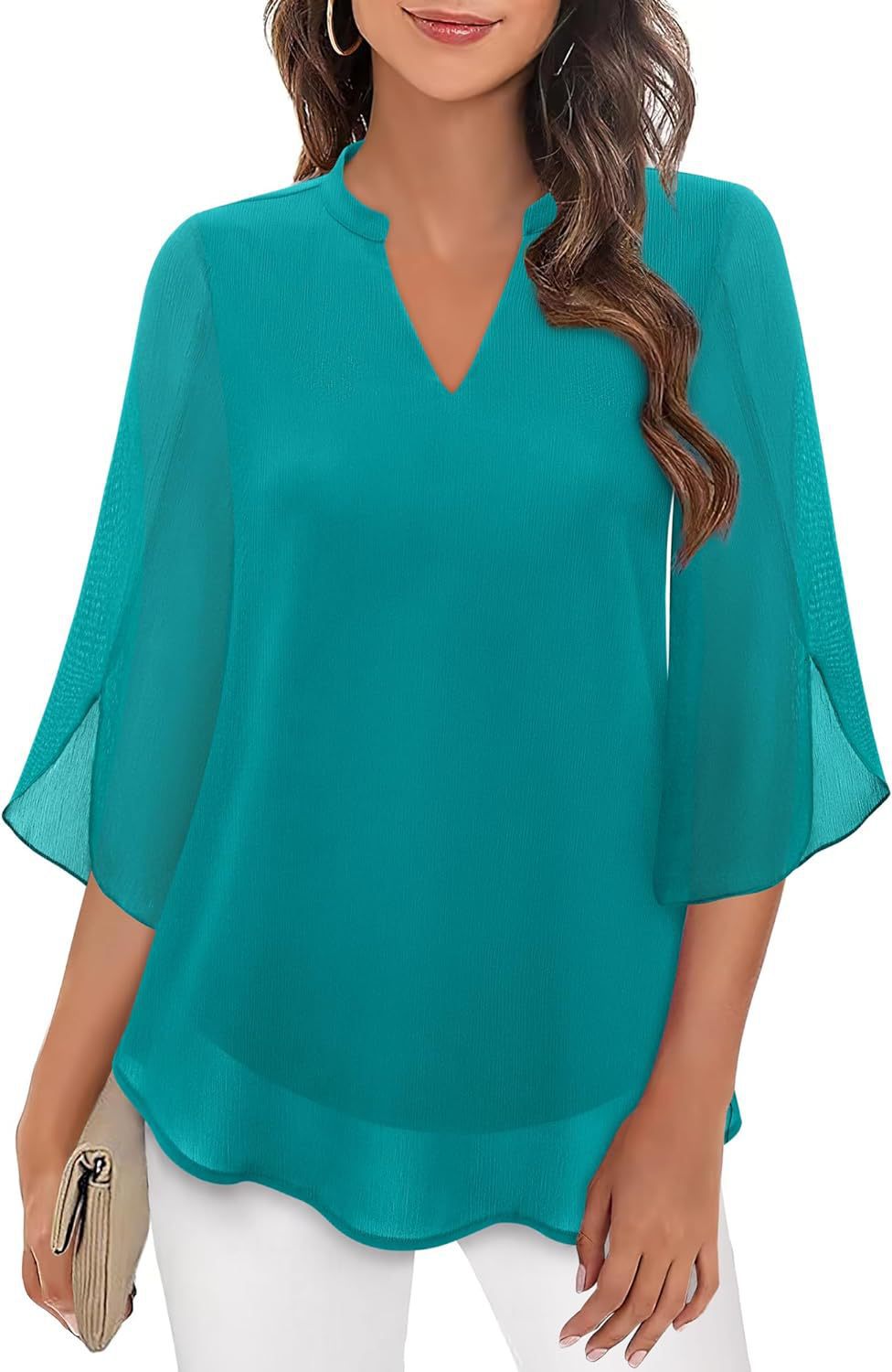 Street-Wave Airy Flutter Sleeve Blouse For Women Lightweight Sheer Top With Effortless Chic