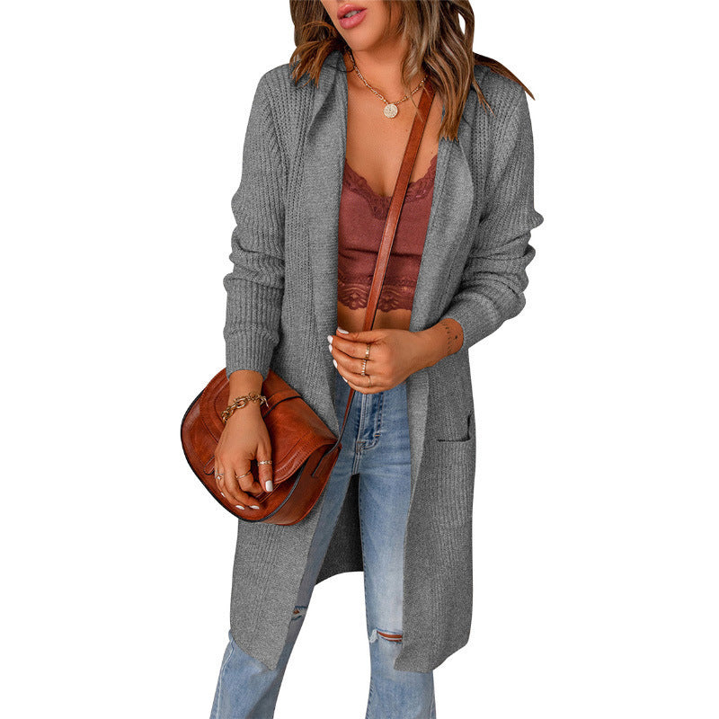 Street Wave Womens Long Cardigan With Open Edges And Pockets For Everyday Comfort