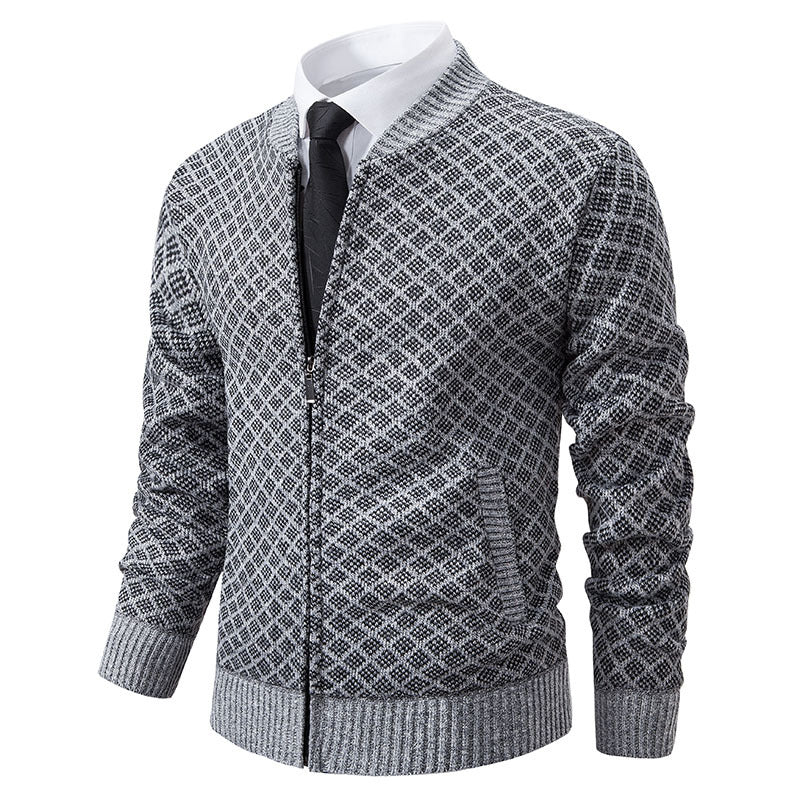 Street Wave Mens Zip Cardigan With Modern Structured Knit Design For Style Conscious Men