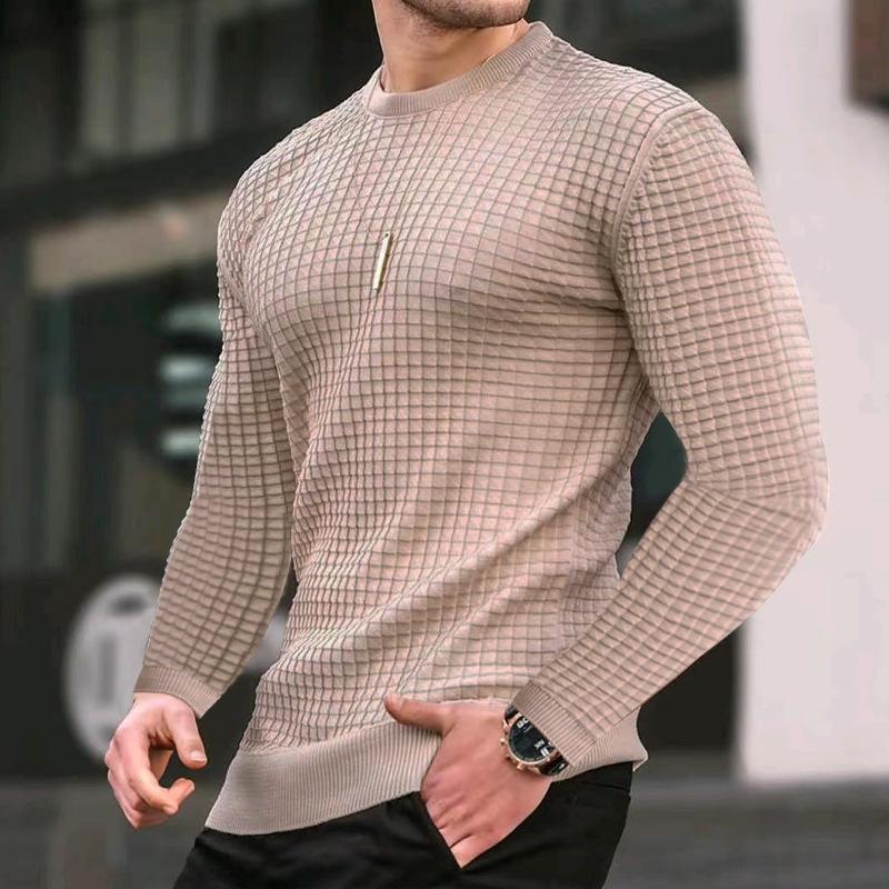 Street-Wave Mens Elegant Textured Knit Sweater With Structured Surface For Modern Men