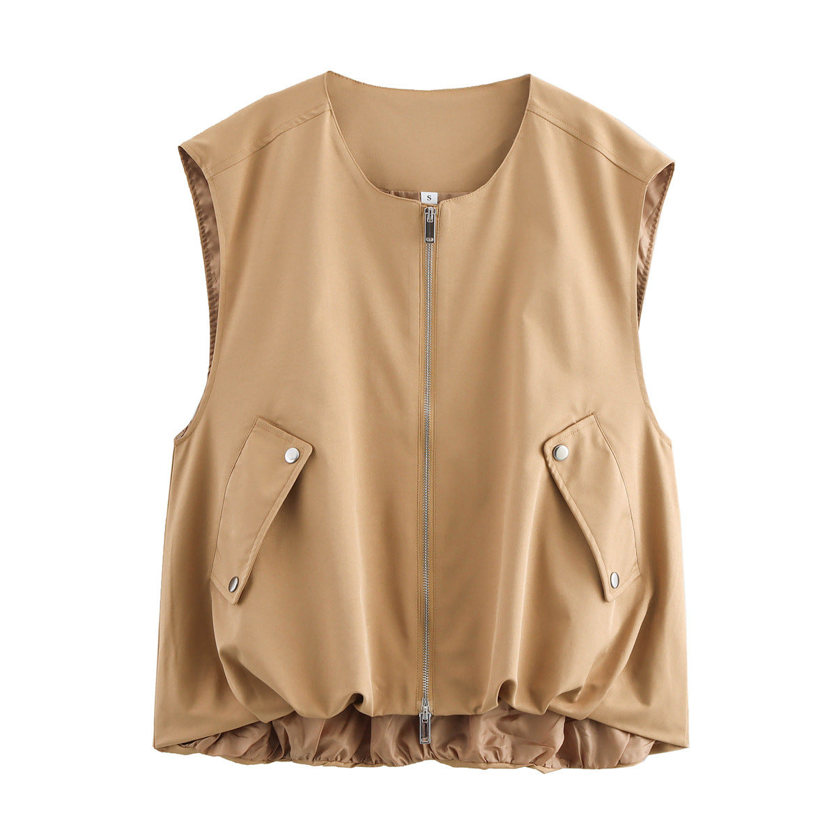 Street-wave Women's Casual Sleeveless Vest With Zipper And Practical Pockets For Everyday Style