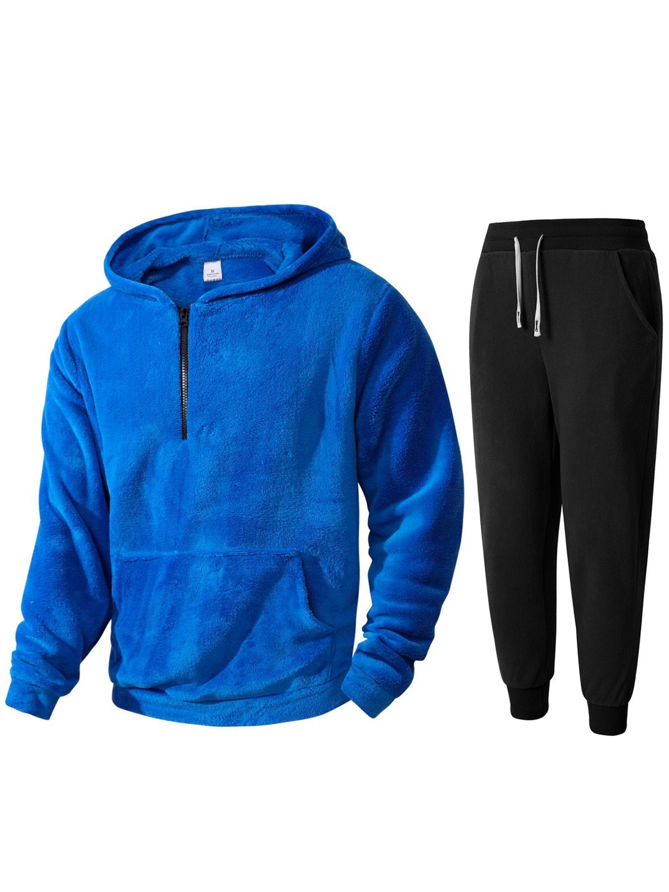 Streetwave Mens Cozy Fleece Hoodie And Jogger Set With Zip Front And Kangaroo Pocket