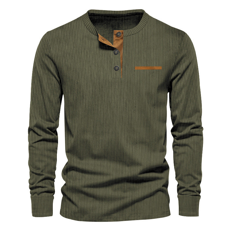 Men's Long Sleeve Shirt With Structured Design And Button Details By Street-Wave
