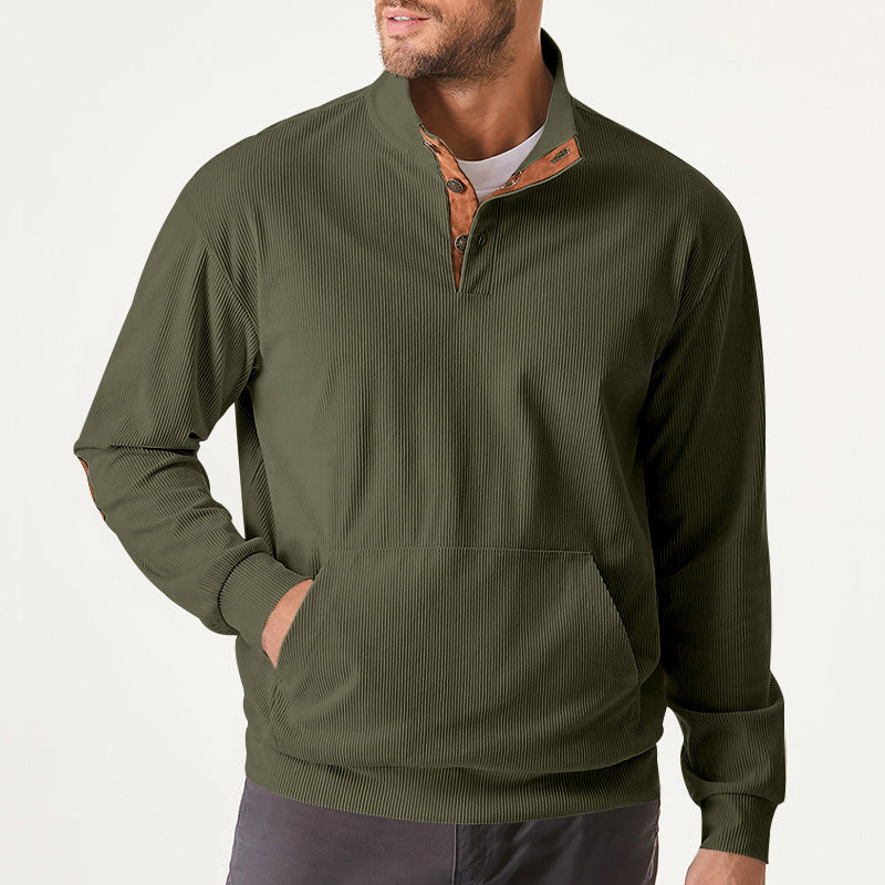 Street-Wave Men's High-Performance Sweatshirt With Stand Collar And Kangaroo Pocket For Active Men