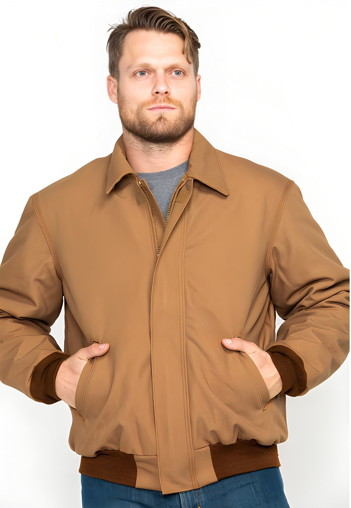 Men's Casual Transitional Jacket With Stand Collar Street-Wave For Men Comfort Fit Everyday
