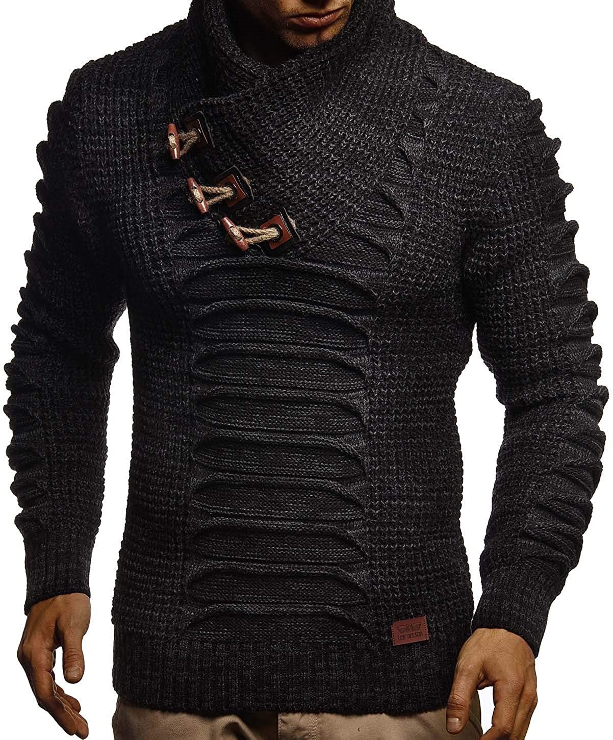 Street-Wave Men's Chunky Knit Sweater With Innovative Shawl Collar For Him Rustic Cozy Warmth