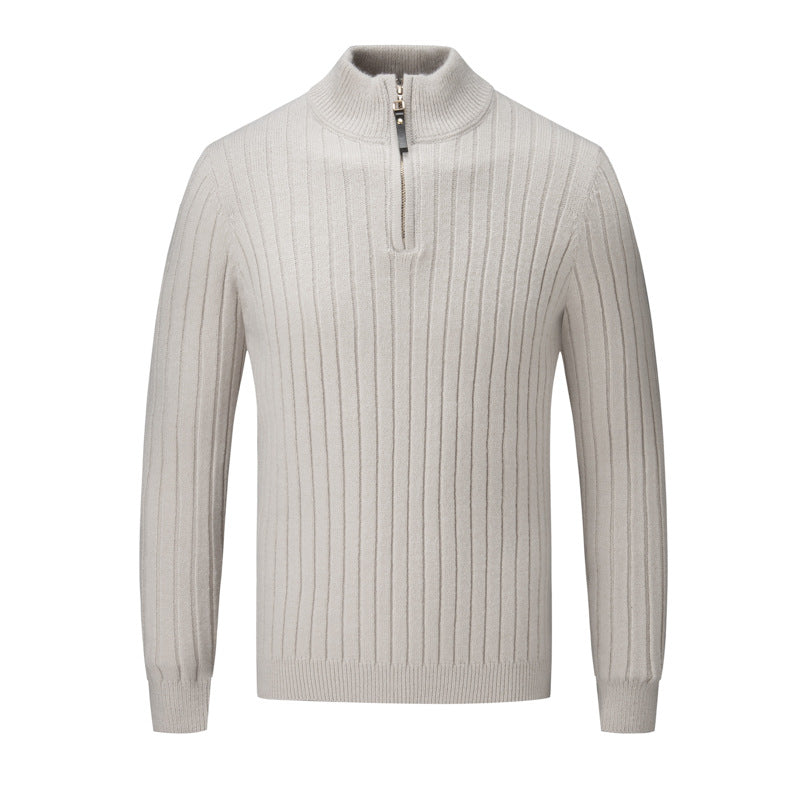 Streetwave Mens Zippered Stand Collar Pullover Knit Sweater With Premium Cotton Blend For Everyday Style