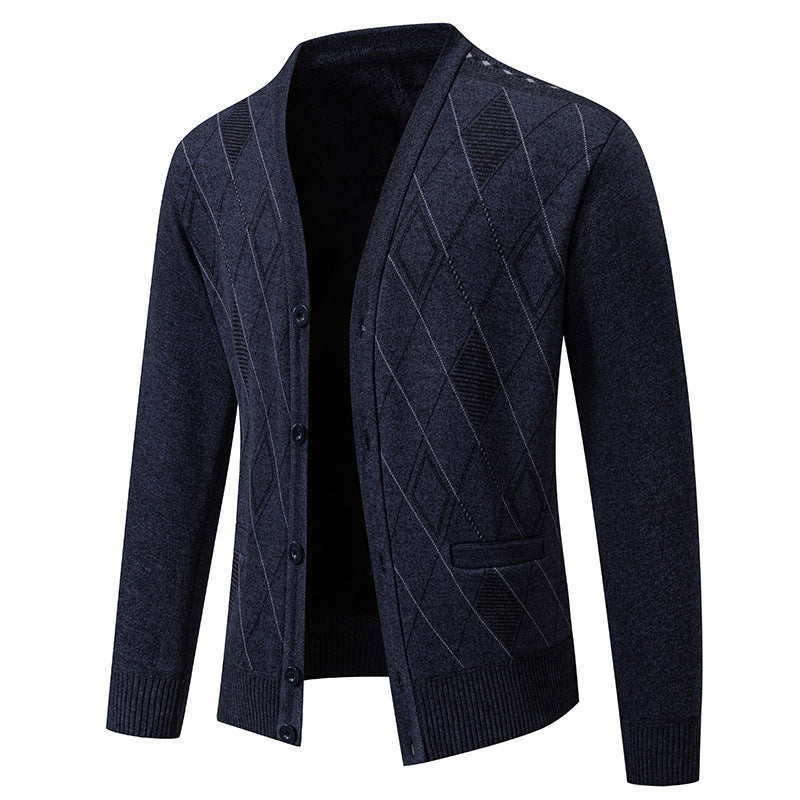 Mens Cardigan With Elegant Diamond Knit From Street-wave For Stylish Men Office Smart Casual Wear
