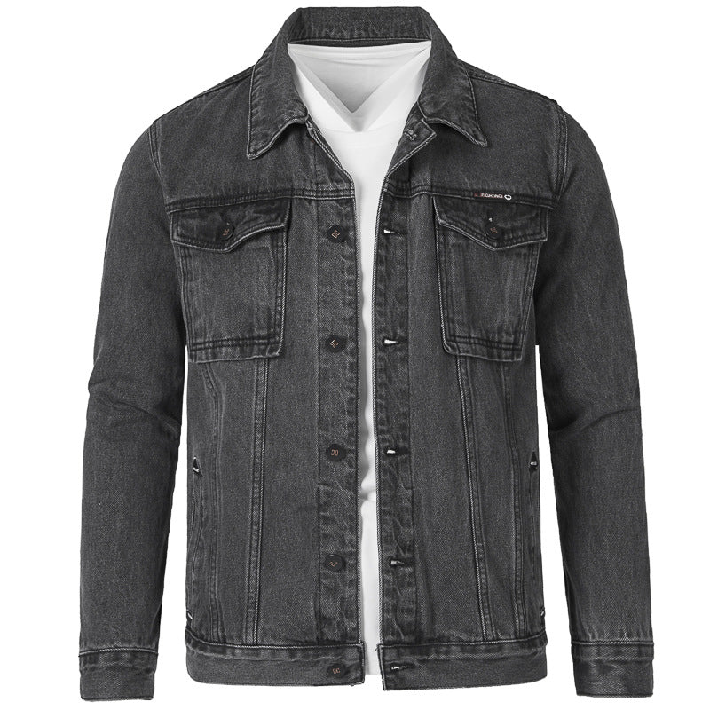 Street-Wave Denim Jacket For Men Slim Fit With Practical Pockets And Rugged Rivets