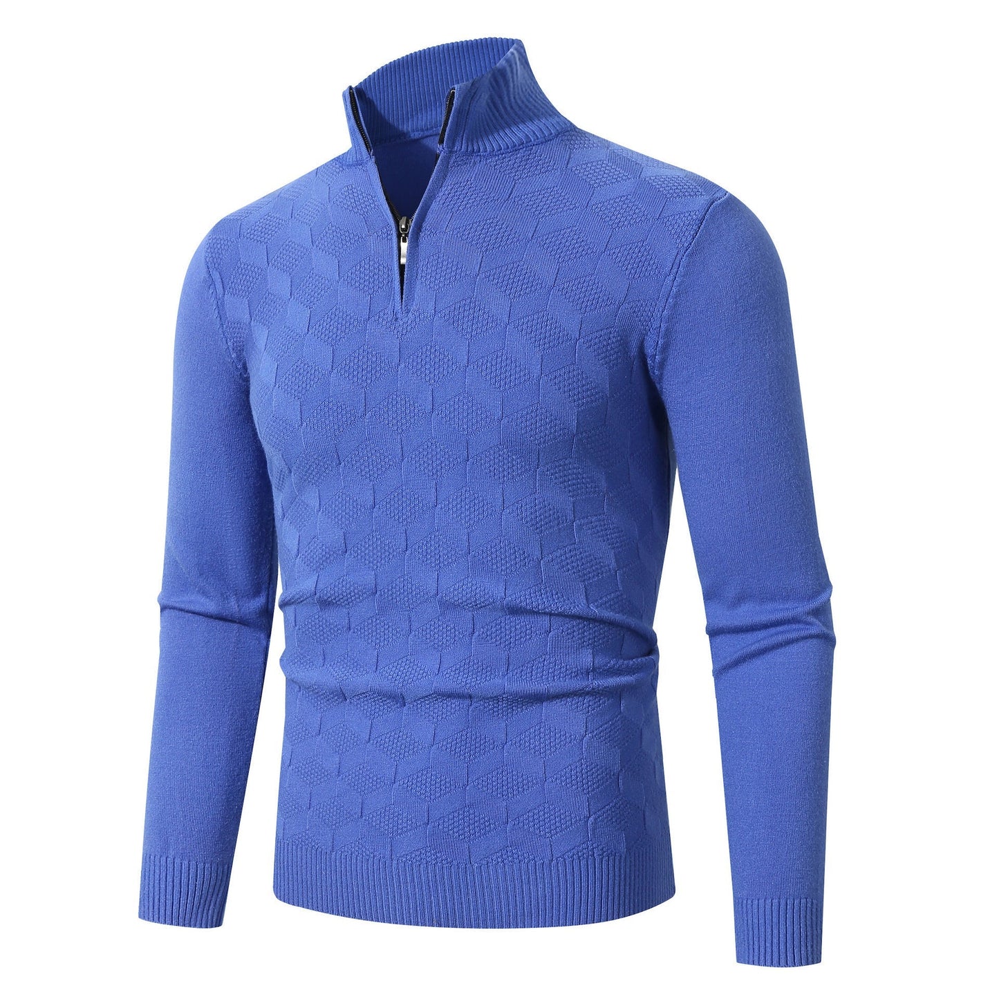Street-wave Men's Half Zip Knit Pullover With Structured Cable Pattern Casual Comfort