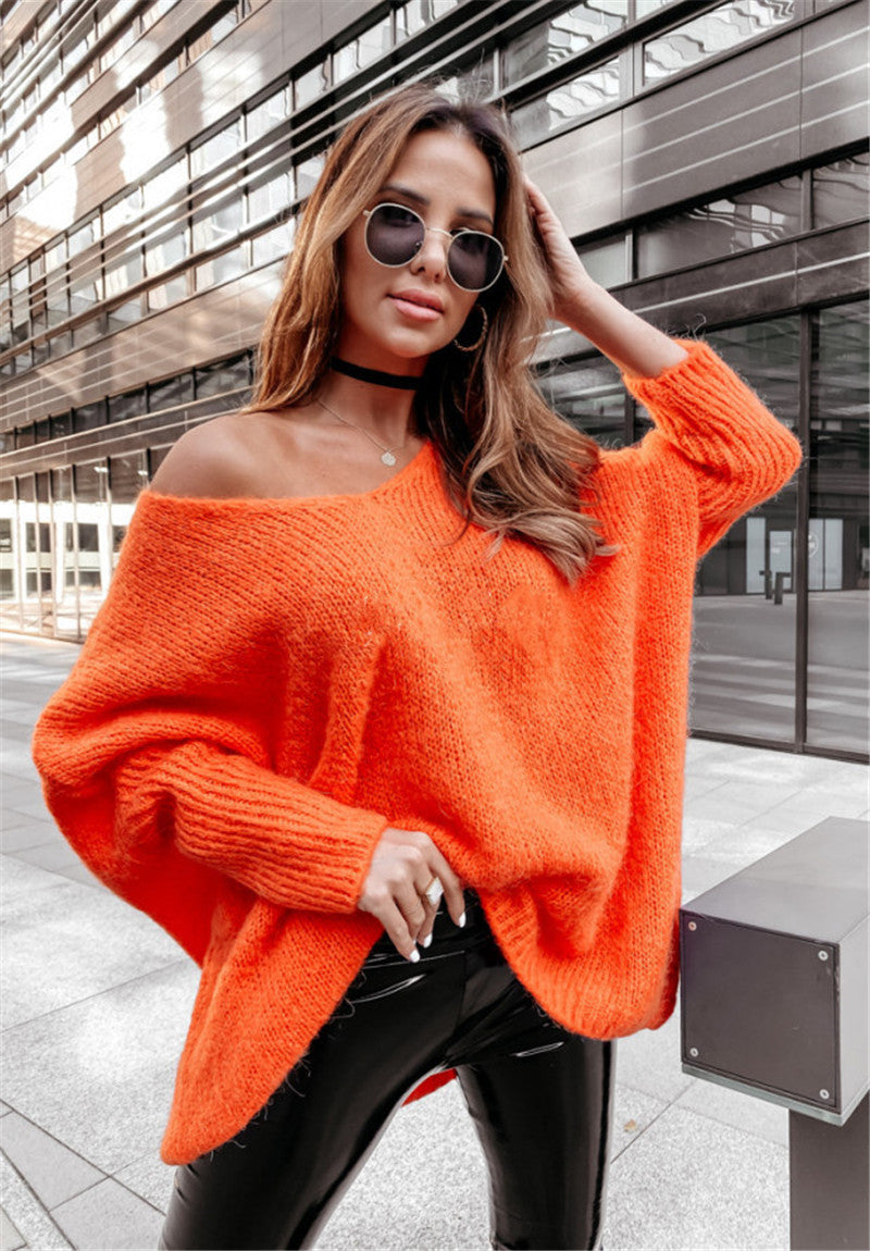 Street-Wave V-Neck Knit Sweater With Elegant Comfort And Speckled Pattern For Fashion-Forward Women