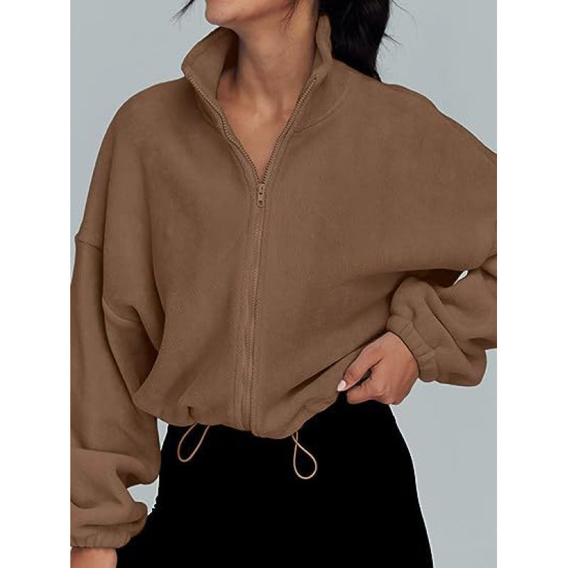 Oversize Zip Pullover for Women With High Collar Drawstring Cozy Streetwear by Streetwave