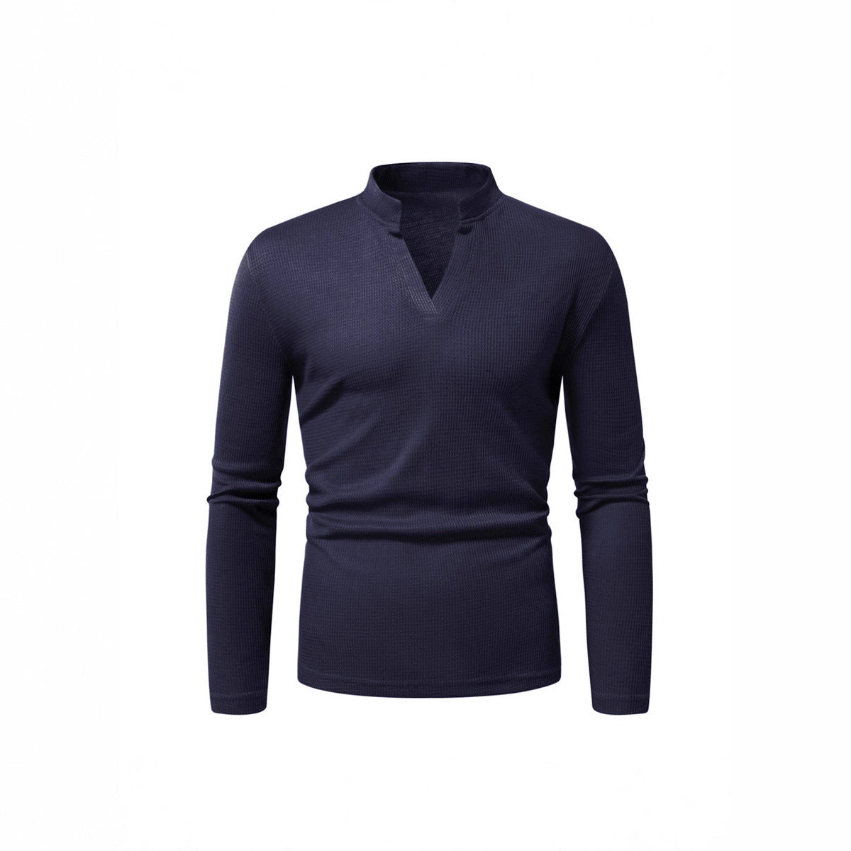 Mens Long Sleeve Shirt With Modern Stand Collar And Textured Surface Streetwave For Casual To Smart Looks