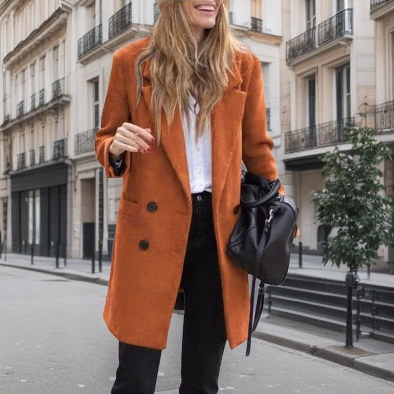 Street-Wave Women Boucle Trench Coat Elegant Luxurious Design With Modern Chic Details