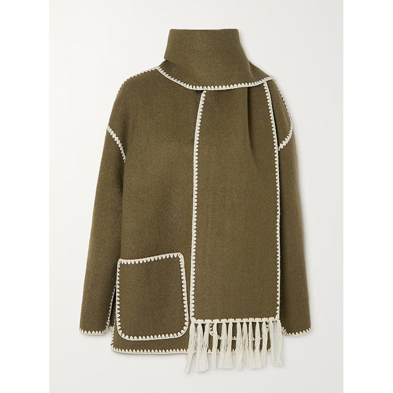 Street-Wave Womens Oversized Cardigan Fringes Pockets Cozy