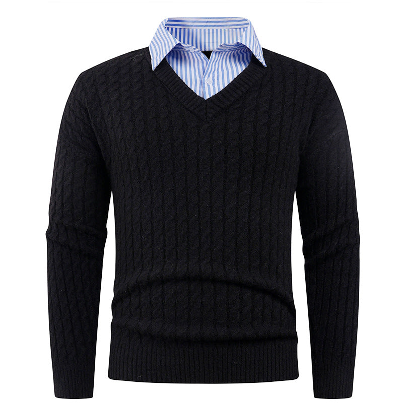 Street-wave Mens Elegant V-Neck Knit Pullover With Fine Texture And Premium Comfort For Style Conscious Men