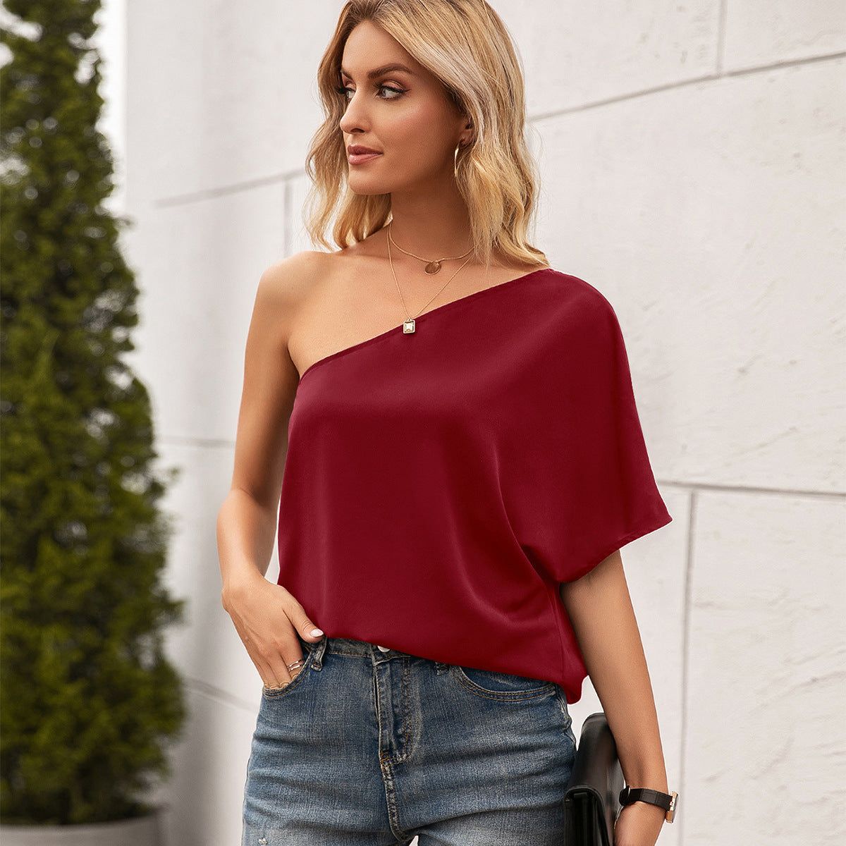 Street-wave Women's Asymmetric Blouse Shirt with Casual Elegant Fit for Effortless Chic