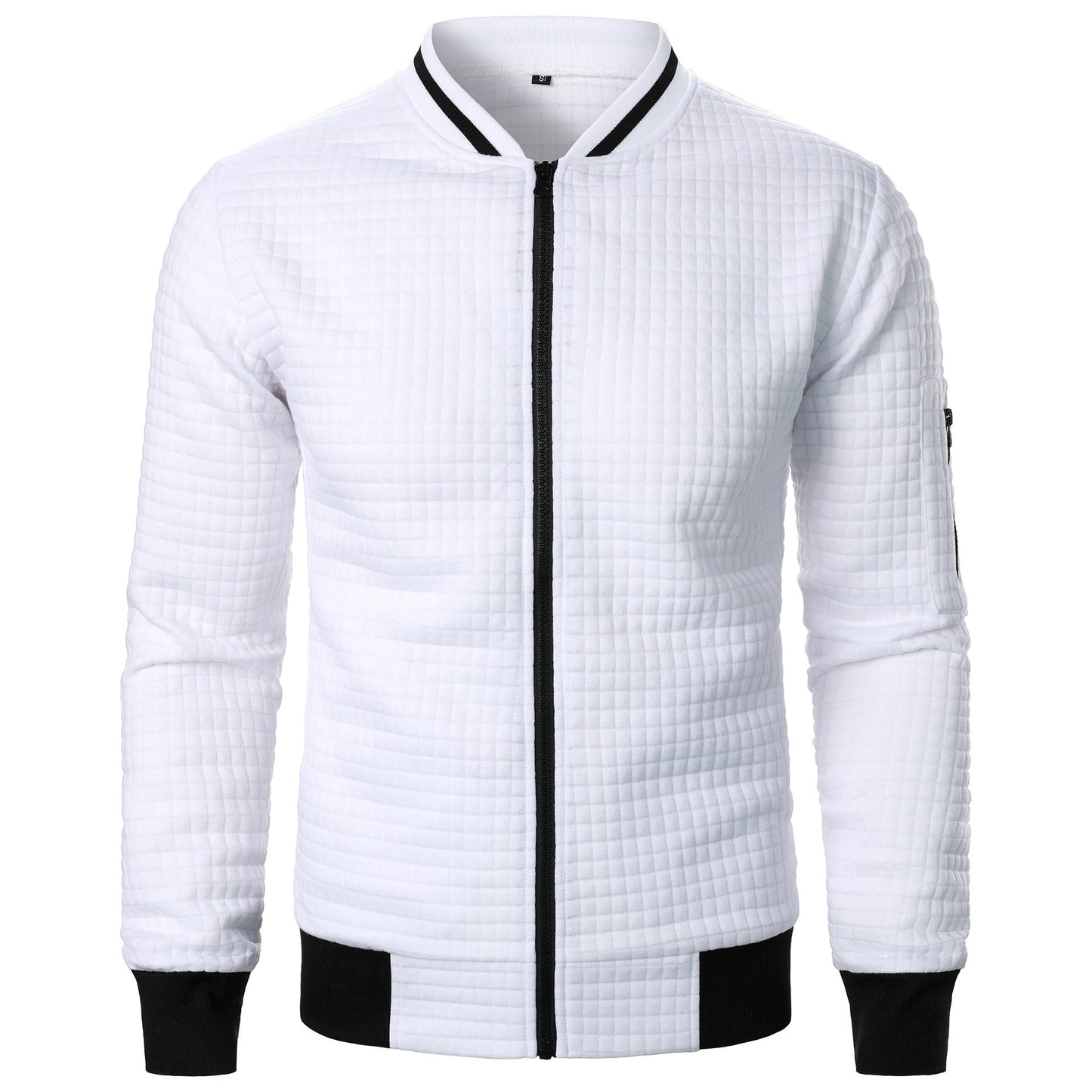 Street-Wave Men's Quilted Bomber Jacket With Zipper Closure Ribbed Collar And Cuffs Regular Fit
