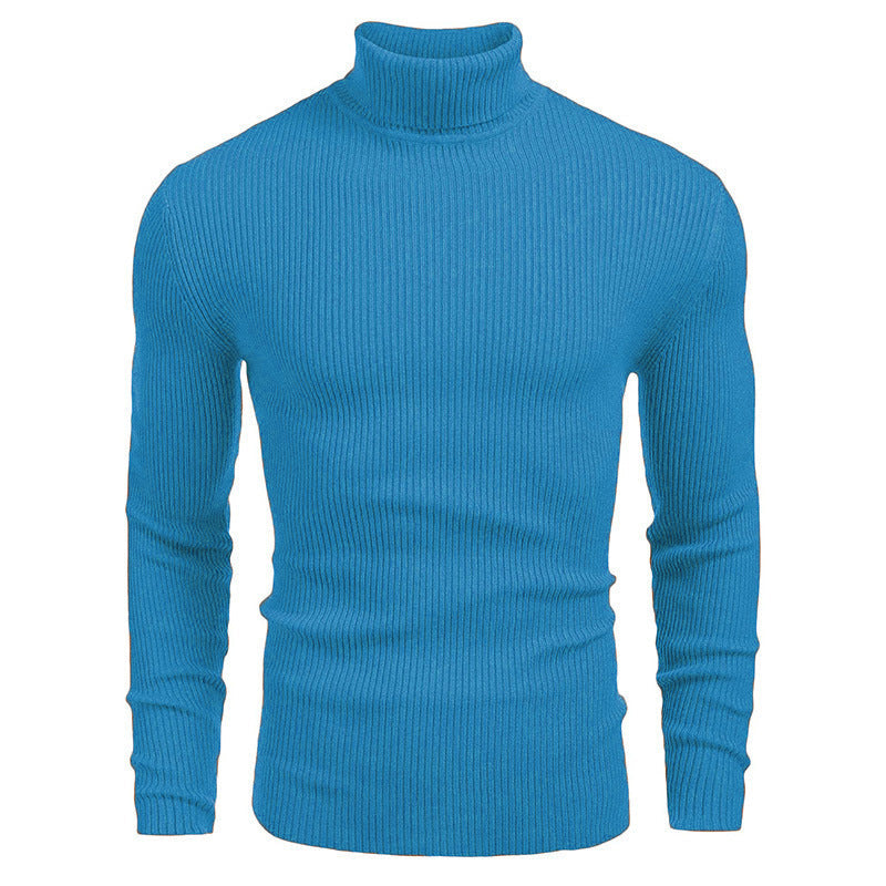 Street-Wave Men's Fine Rib Knit Rollneck Sweater Soft Warm Turtleneck for Everyday Style