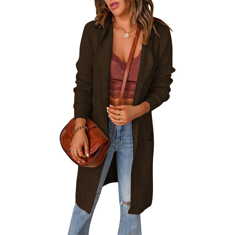 Street Wave Womens Long Cardigan With Open Edges And Pockets For Everyday Comfort