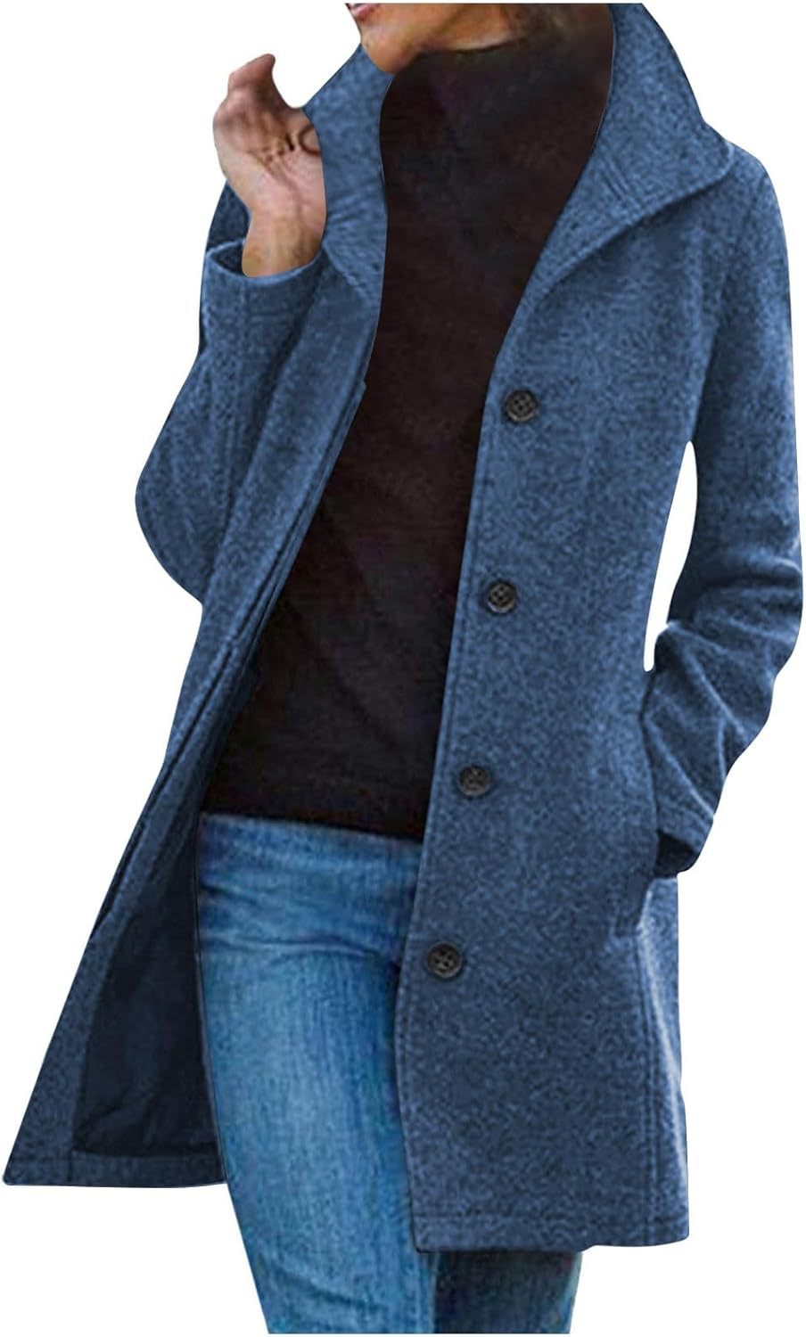 Street Wave Womens Wool Coat Stylish Warm Wool Blend For Cold Weather Chic Winter Outerwear