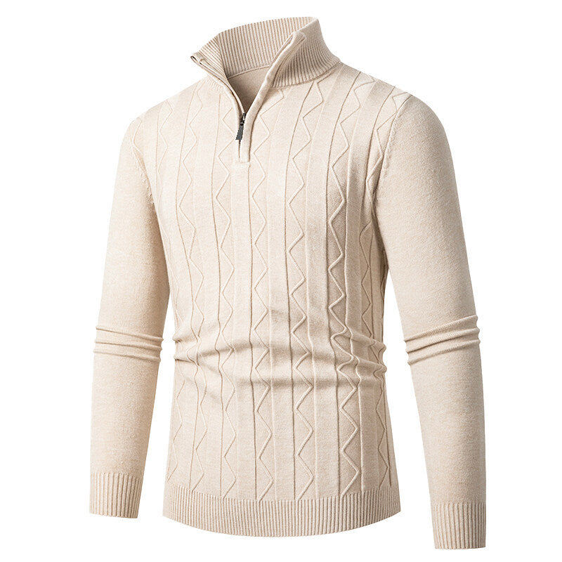 Men's Cable Knit Sweater With Zipper By Street Wave For Modern Casual Wear And Cold Days