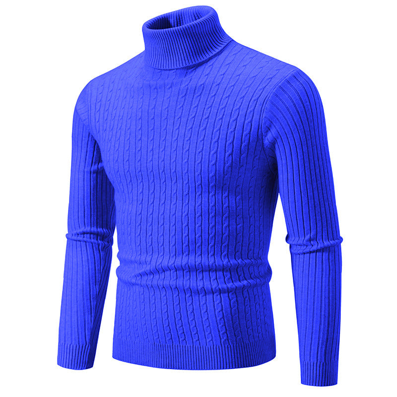 Streetwave Men's High Collar Cable Knit Sweater With Textured Pattern For Premium Winter Warmth