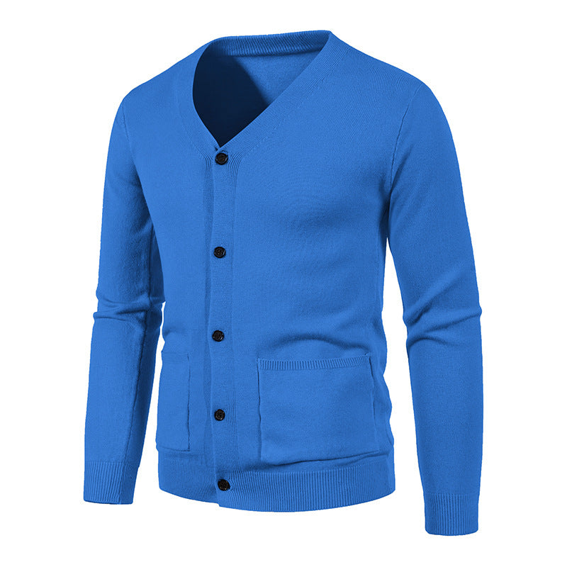 Street-Wave Men's V-Neck Knit Cardigan Elegant Comfort for Office and Casual Wear