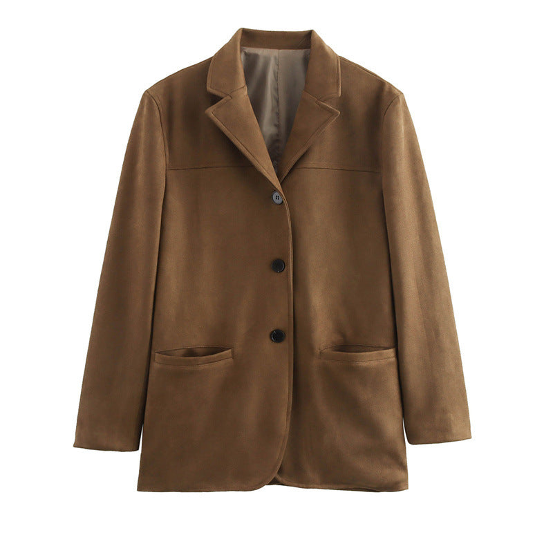 Street Wave Women Suede Blazer Jacket Elegant Luxury Look Tailored Fit Comfort For Everyday Wear