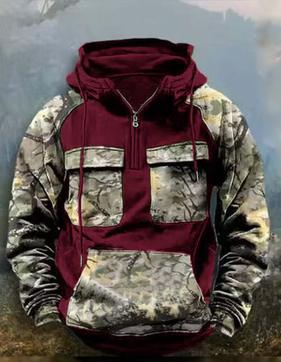 Street-Wave Men's Camouflage Functional Hoodie Pullover for Outdoor Adventurers Breathable Comfort