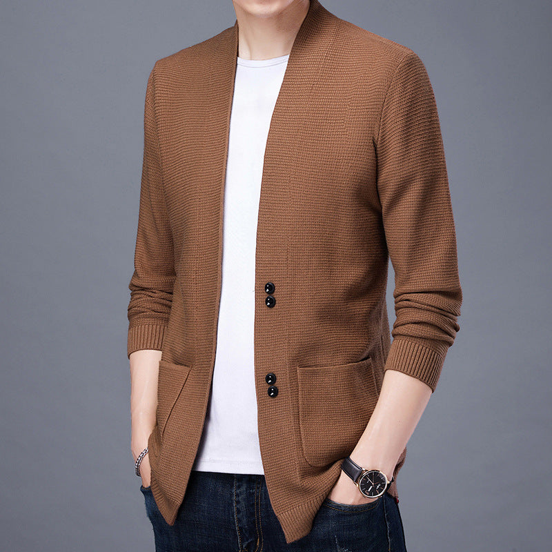 Streetwave Mens Knit Cardigan With Relaxed Shawl Collar And Patch Pockets Premium Cotton Blend For Casual Everyday Wear