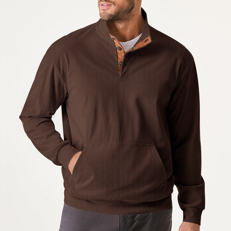 Street-Wave Men's High-Performance Sweatshirt With Stand Collar And Kangaroo Pocket For Active Men