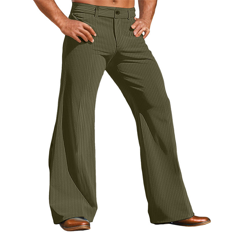 Street-wave Mens Vintage Striped Flared Pants for Stylish Everyday Wear and Casual Sophistication