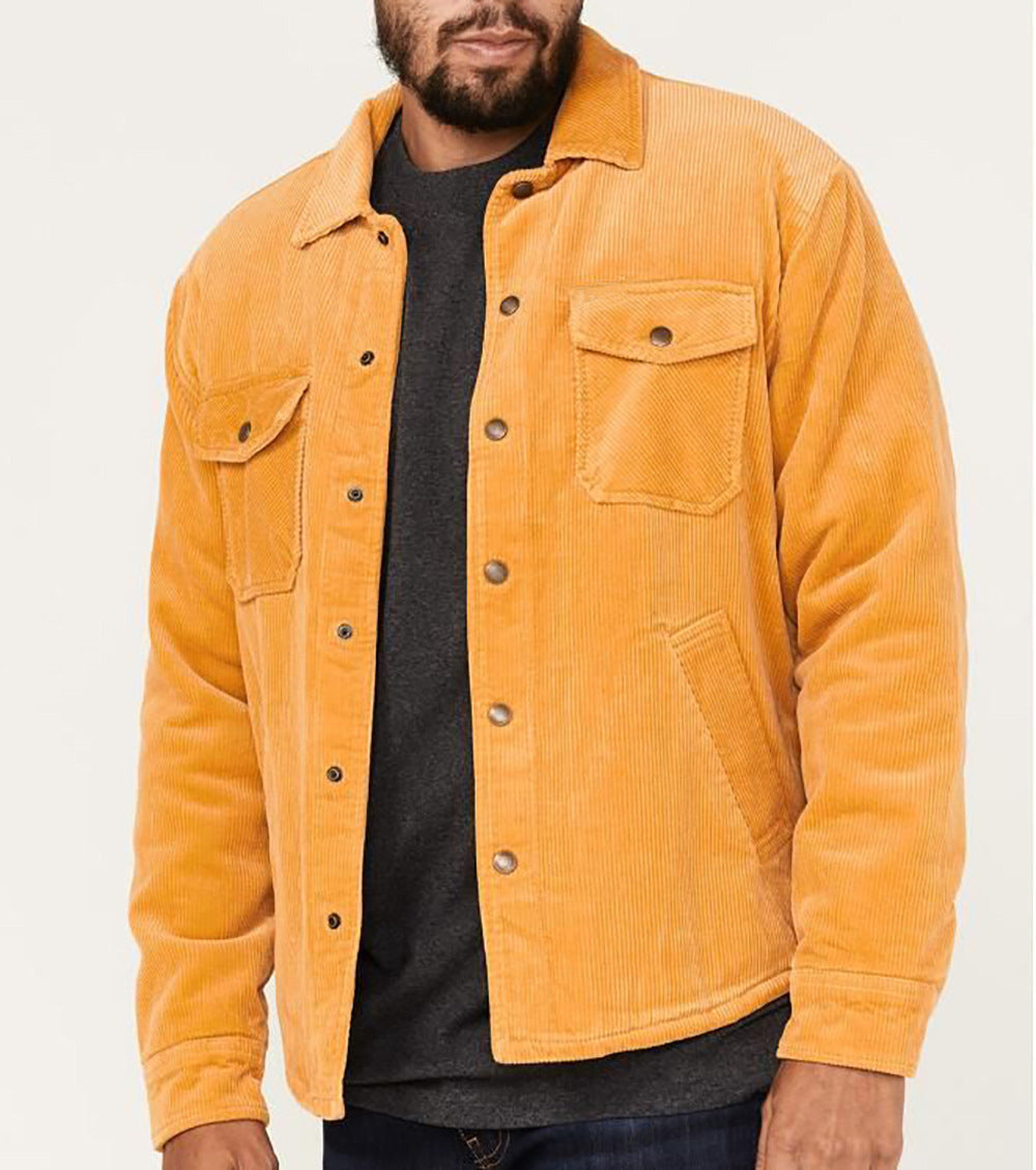 Street-wave Corduroy Jacket For Men With Soft Lining And Front Chest Pockets For Everyday Urban Style