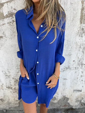Street-wave Women's Long Button-Front Blouse With Relaxed Fit For Everyday Style