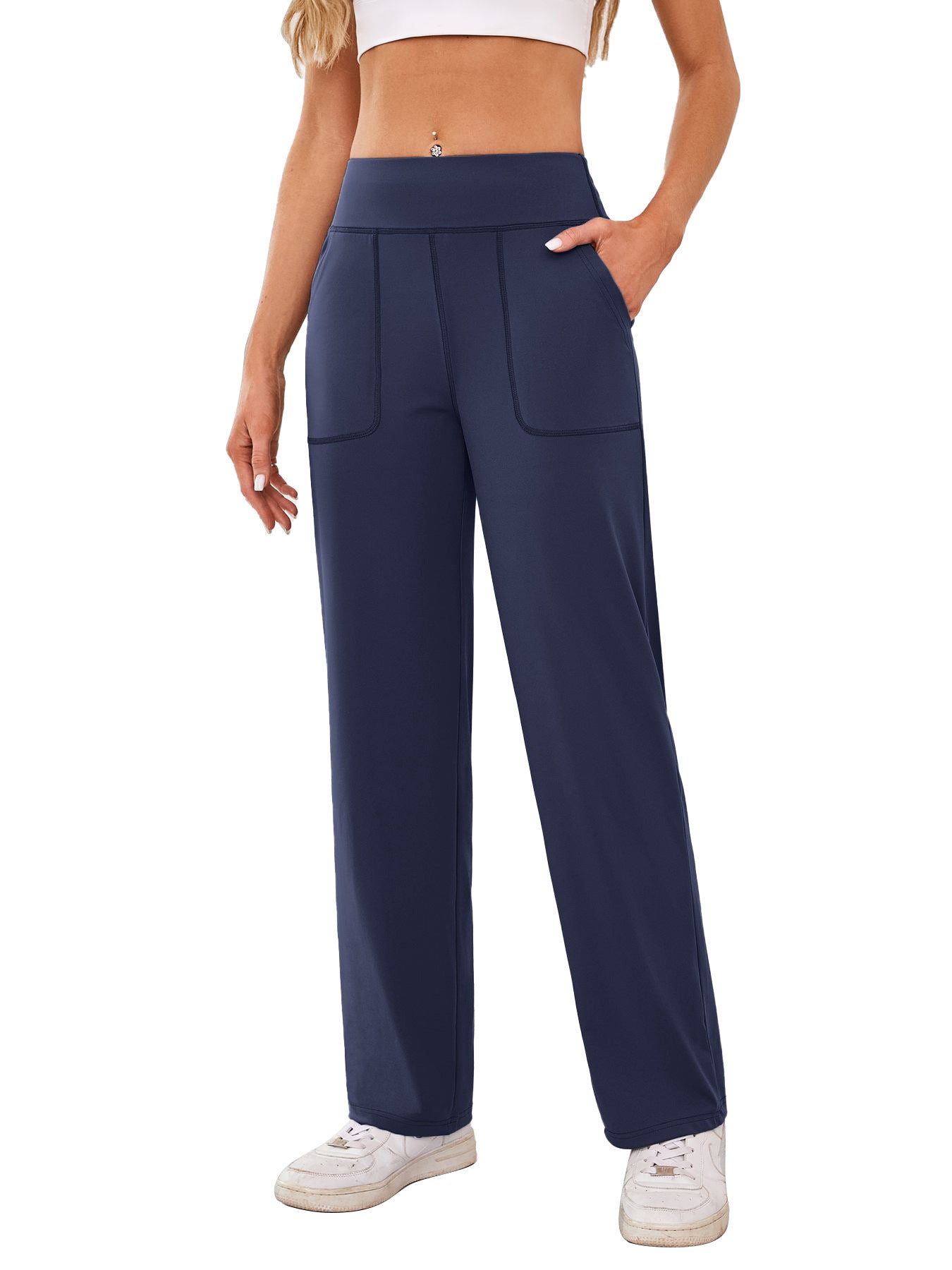 Women's Comfortable Leisure Pants With Side Pockets And Elastic Waistband Street-Wave