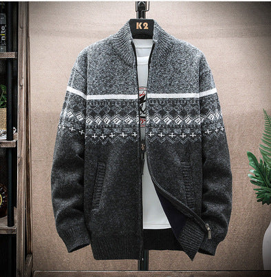 Streetwave Mens Nordic Pattern Zip Cardigan Cozy Knitwear For Winter Layering Soft Warmth And Comfort