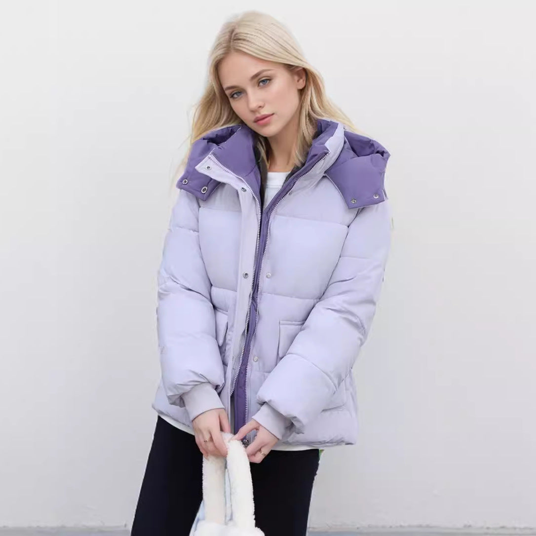 Street Wave Womens Insulated Puffer Jacket With Detachable Hood And Large Pockets