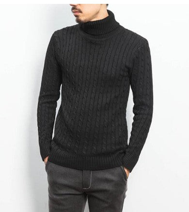 Street-wave Men's Turtleneck Sweater With Structured Knit Texture And Soft Cotton For Timeless Comfort