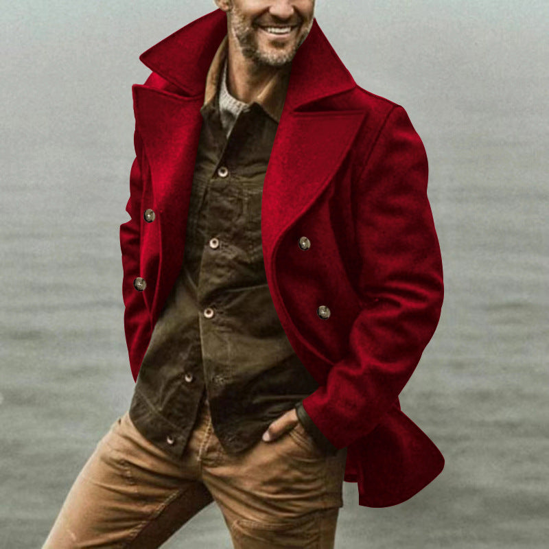 Wool Peacoat Mens Streetwave Elegant Warmth And Timeless Style DoubleBreasted Coat