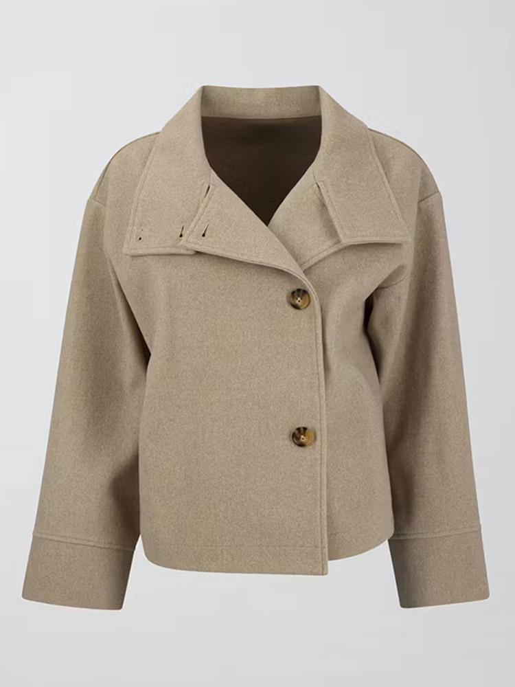 Street-Wave Women Wool Jacket With Structured Collar And Elegant Tailored Fit For Office And Casual Wear