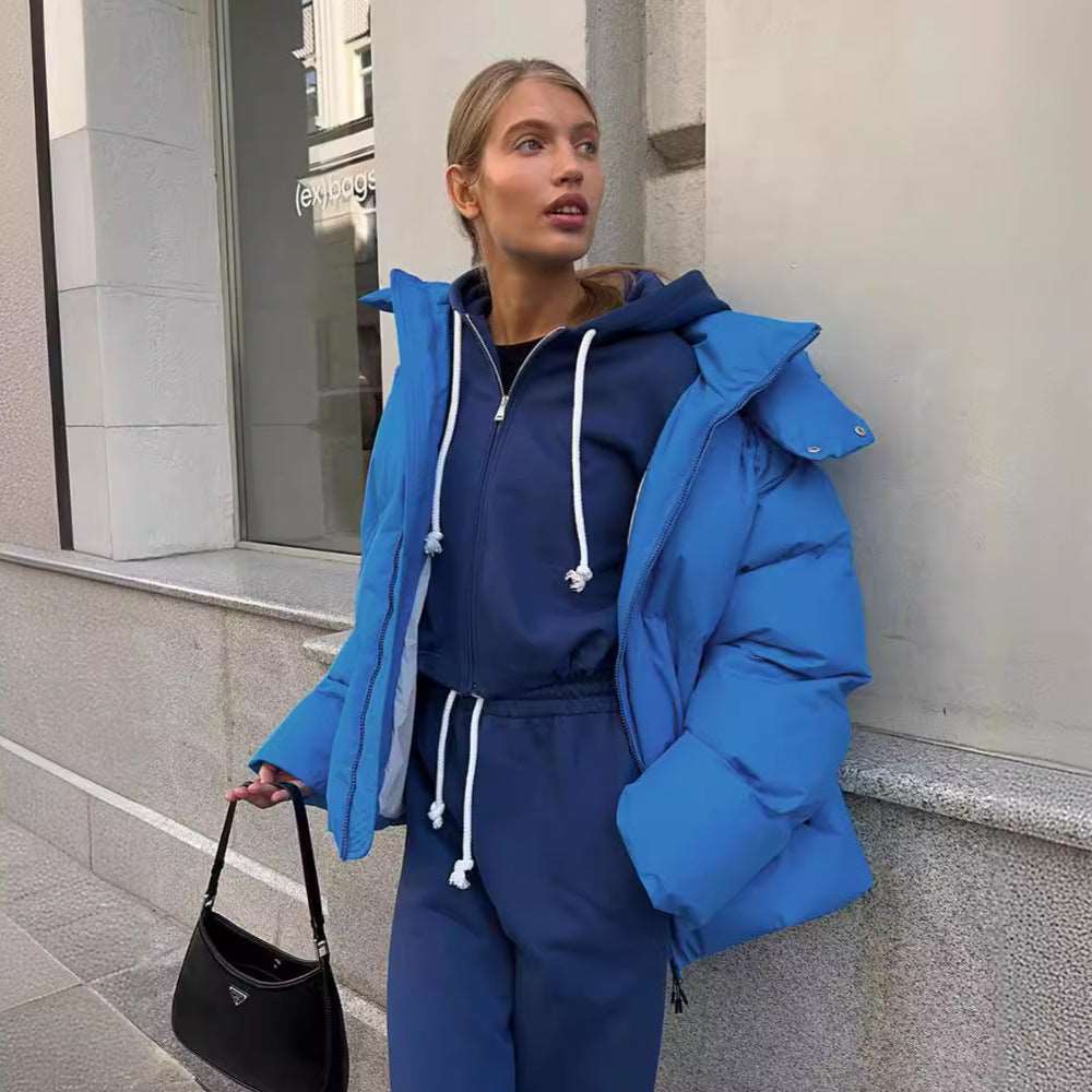 Street-wave Puffer Jacket For Women Warm Quilted Coat Hooded Water-Resistant With Cozy Lining