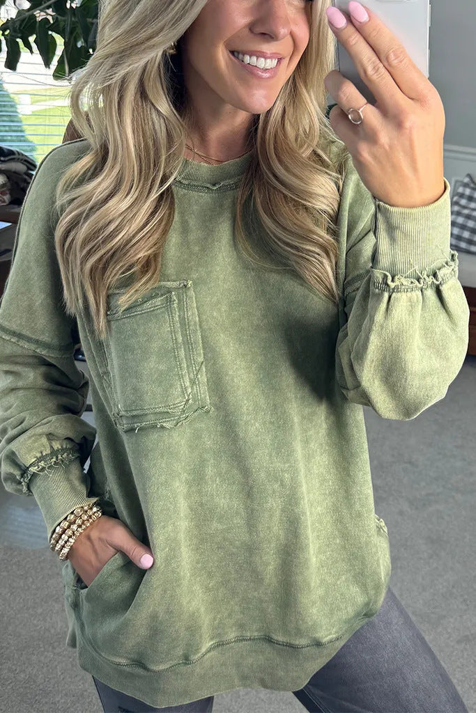Street-Wave Women Oversized Sweatshirt With Ruched Details Soft Cotton Blend Comfort