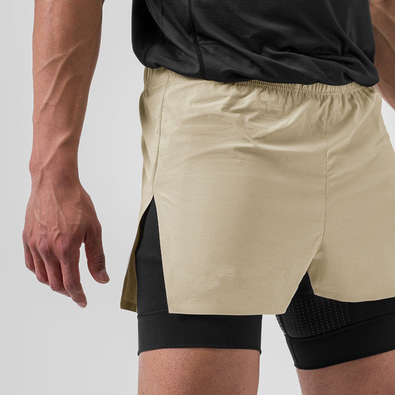 Men's Training Shorts Double Layer Design Compression Breathable Lightweight Performance Shorts