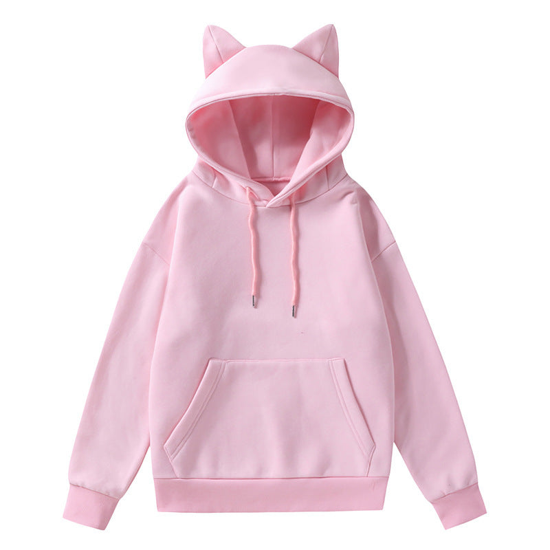 Street-wave Cat Ear Hoodie For Women With Soft Fleece Lining Cozy Warmth And Casual Style