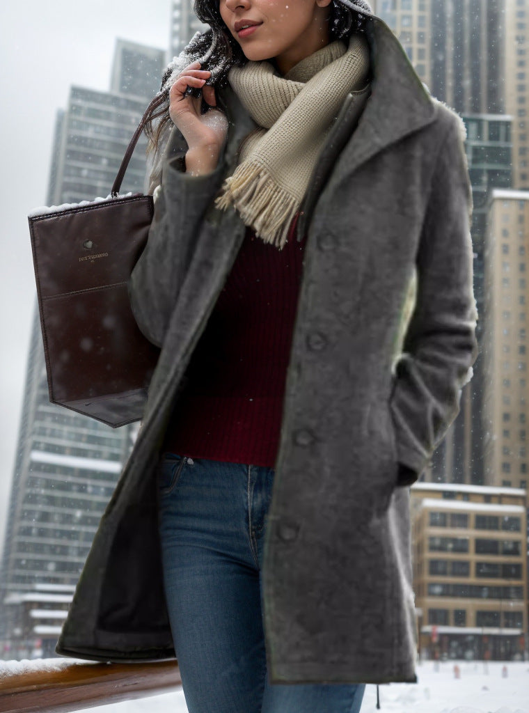 Street-Wave Oversized Coat For Women Trendy Cozy Soft Fabric Blend Chic Winter Essential
