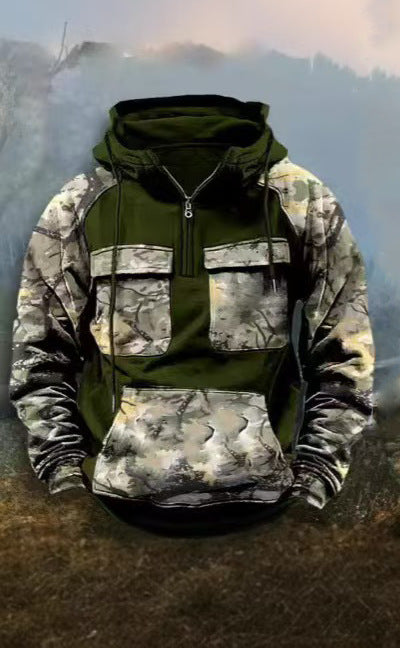 Street-Wave Men's Camouflage Functional Hoodie Pullover for Outdoor Adventurers Breathable Comfort